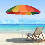 2.4m Beach Umbrella With Sand Anchor - Multicolour