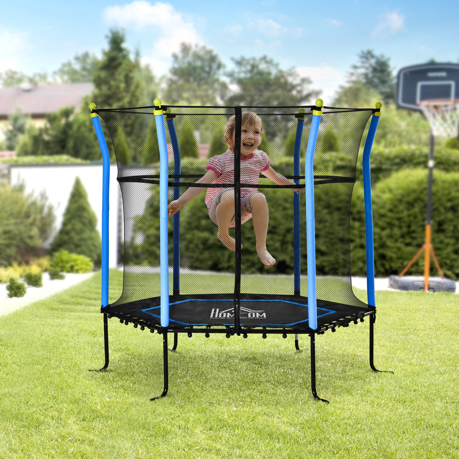 5.2ft Kids Trampoline With Enclosure Indoor Outdoor For 3-10 Years | Blue