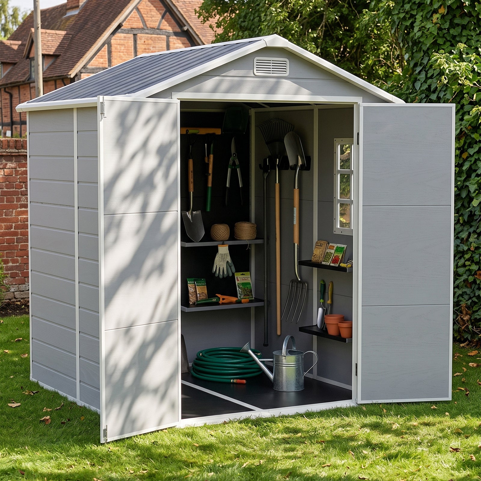 6x6 Ft Outdoor Garden Plastic Storage Shed | Grey