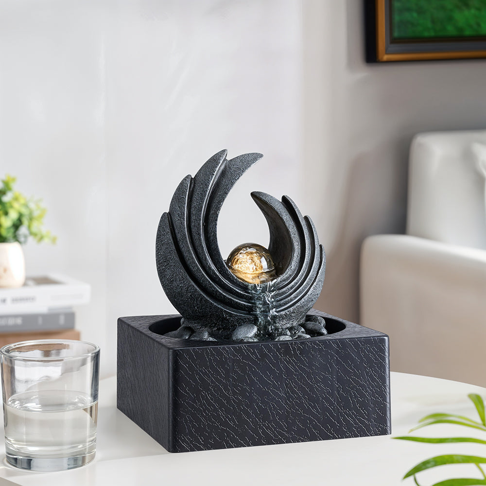 Tabletop Waterfall Fountain With Led Crystal Ball Fountain For Meditation Decor