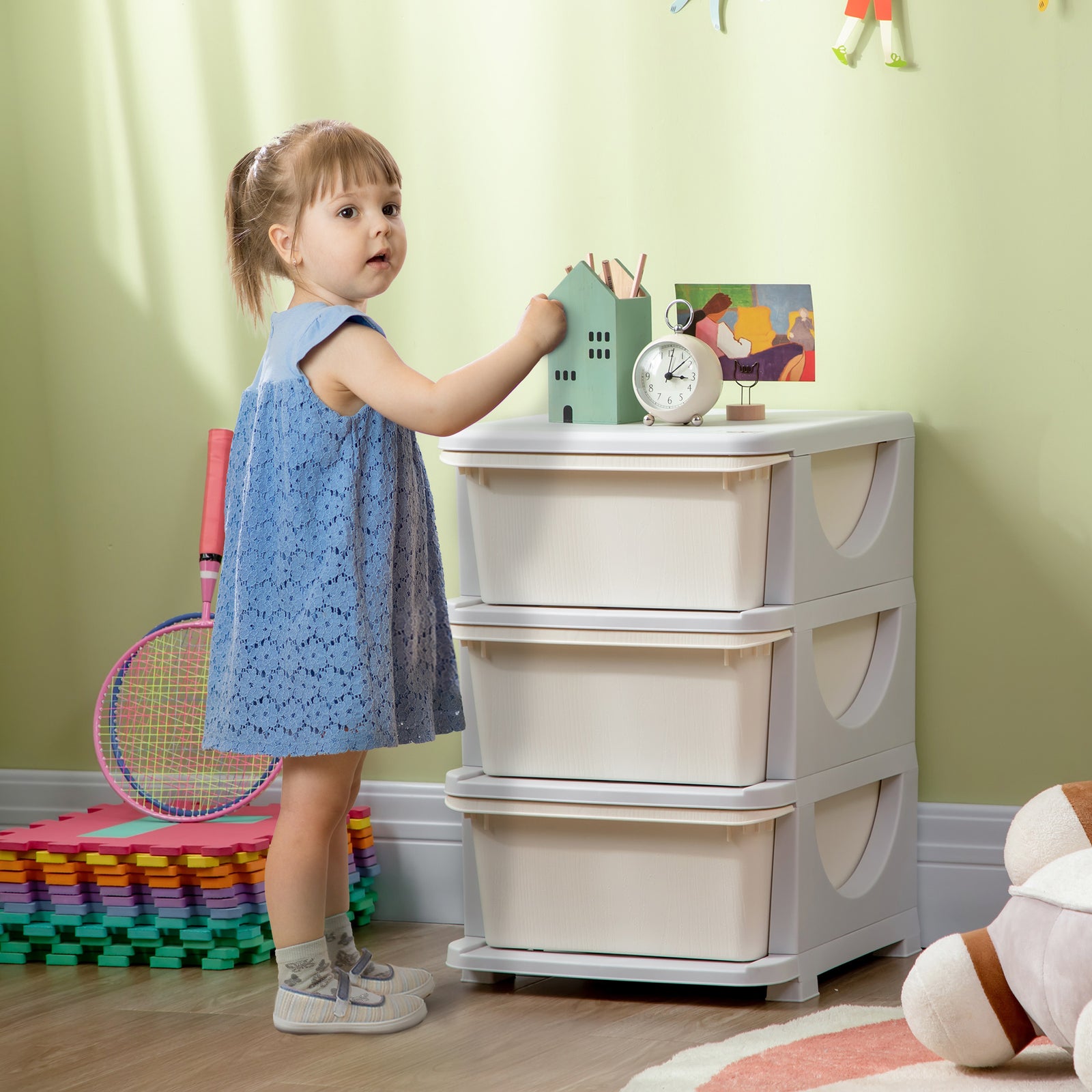 Kids Storage Units With Drawers 3 Or 6 Tier Chest Vertical Dresser Tower | Cream