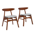 Set Of 2 Wooden Frame Linen Chair For Dining Room