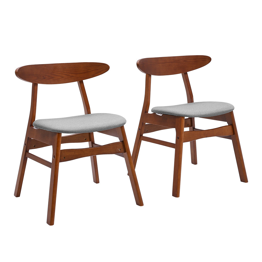 Set Of 2 Wooden Frame Linen Chair For Dining Room