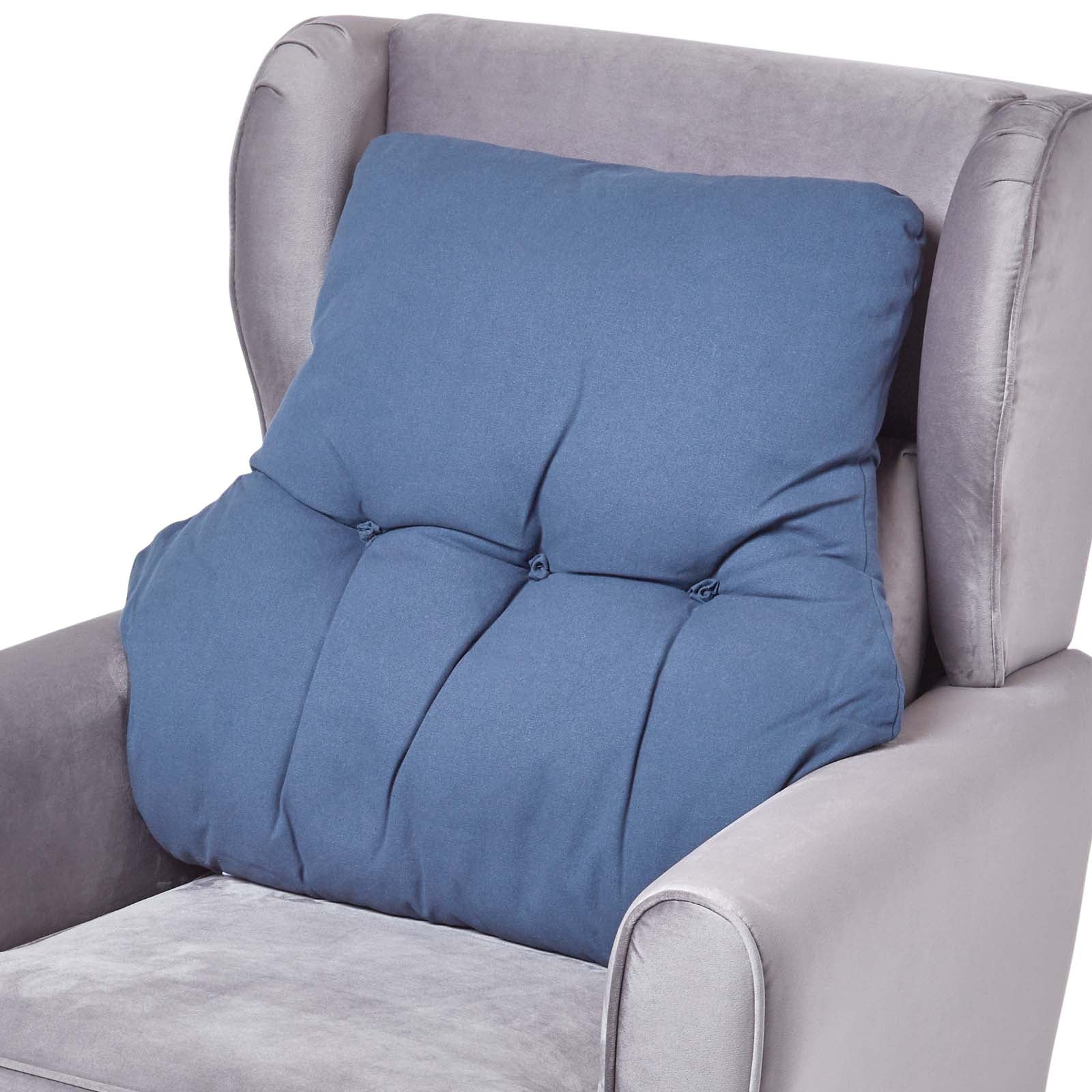 Cotton Back Support Thick Lumbar Cushion | Navy Blue