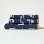 Seagull Pattern 100% Cotton Hand Towel | Hand Towel | Navy Blue