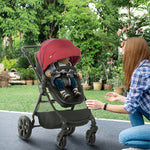 2 In 1 Pushchair Stroller W/ Reversible Seat Single Hand Foldable | Red