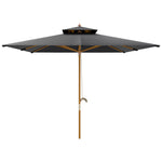 3(m) Wood Square Umbrella Garden Market Parasol Sunshade Black