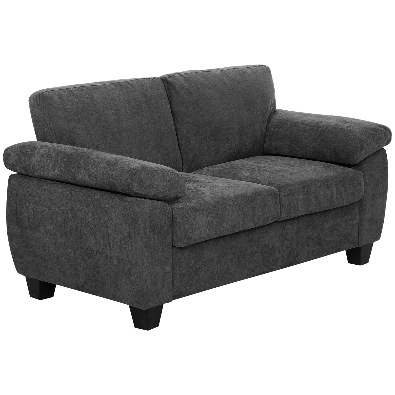 2 Seater Sofa, Chenille Small Sofa With Spring Cushions | Dark Grey