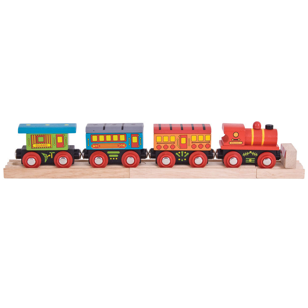 Wooden Passenger Train Engine & Carriages