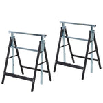 Set Of 2 Steel Saw Horses, Telescopic, Folding | Black