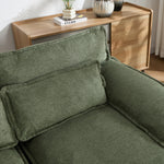 U-shaped Textured Breathable Chenille Sectional Sofa With Dual Chaise – Modular Living Room Couch With Lumbar Cushions | Green