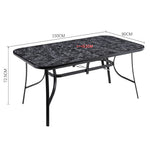 Garden Tempered Glass Rectangle Table With Set Of 4 Pe Rattan Chairs | Large | Black