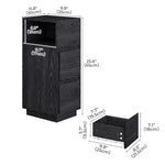 Slim Bedside Table Storage Nightstand With 2 Drawers & Open Shelf | Black