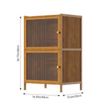Versatile 2-tier Storage Cabinet With Transparent Doors,bamboo & Mdf Freestanding Organizer For Small Spaces