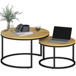 2 Pcs Stacking Coffee Table Set With Steel Frame | Natural