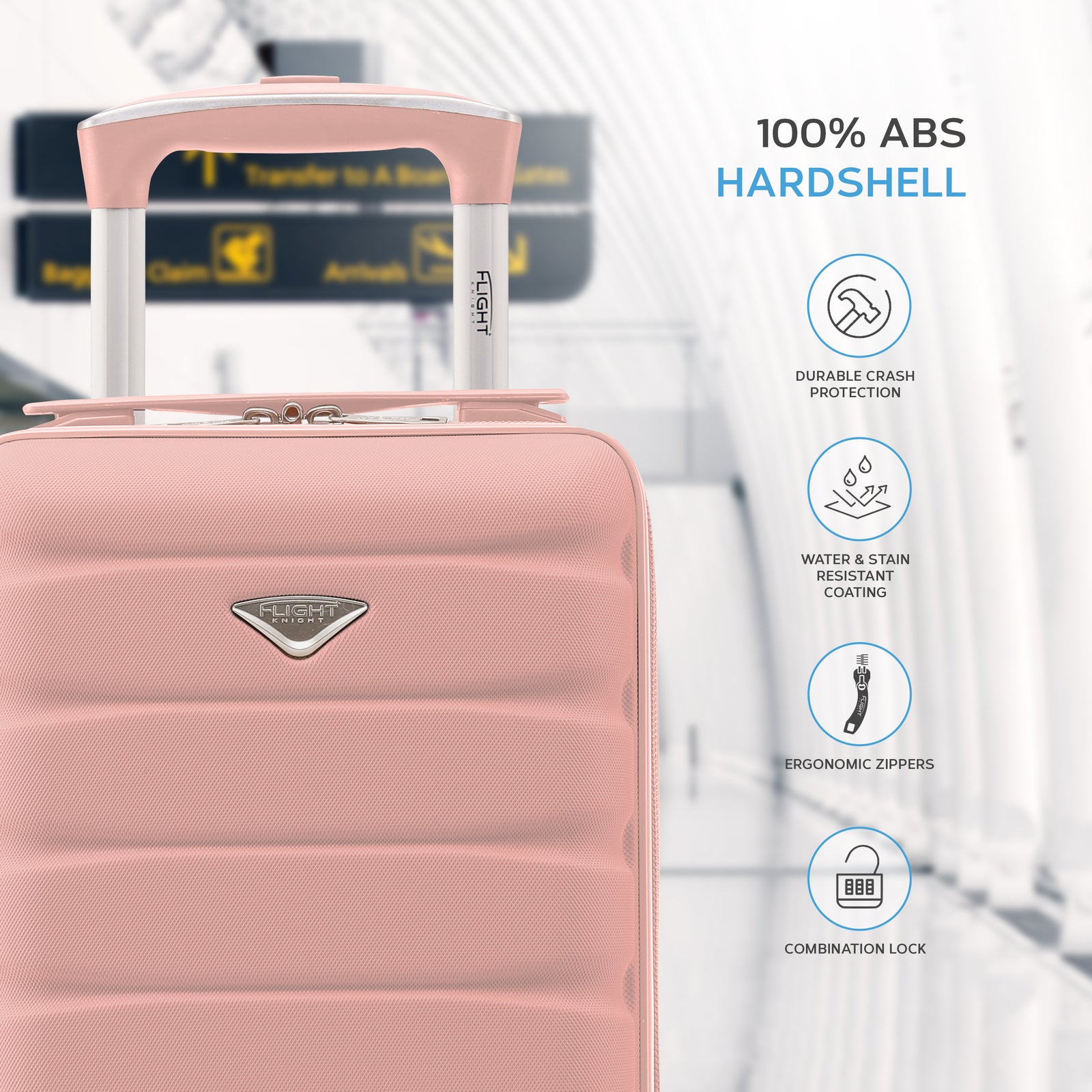 40x20x25cm Hard Case Cabin Suitcase Ryanair Free Approved Carry On | Cabin | Rose