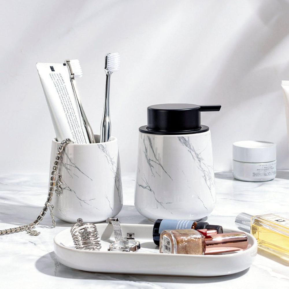 Marble 3-piece Bathroom Set Recycled Ceramic Eco-clay - Liquid