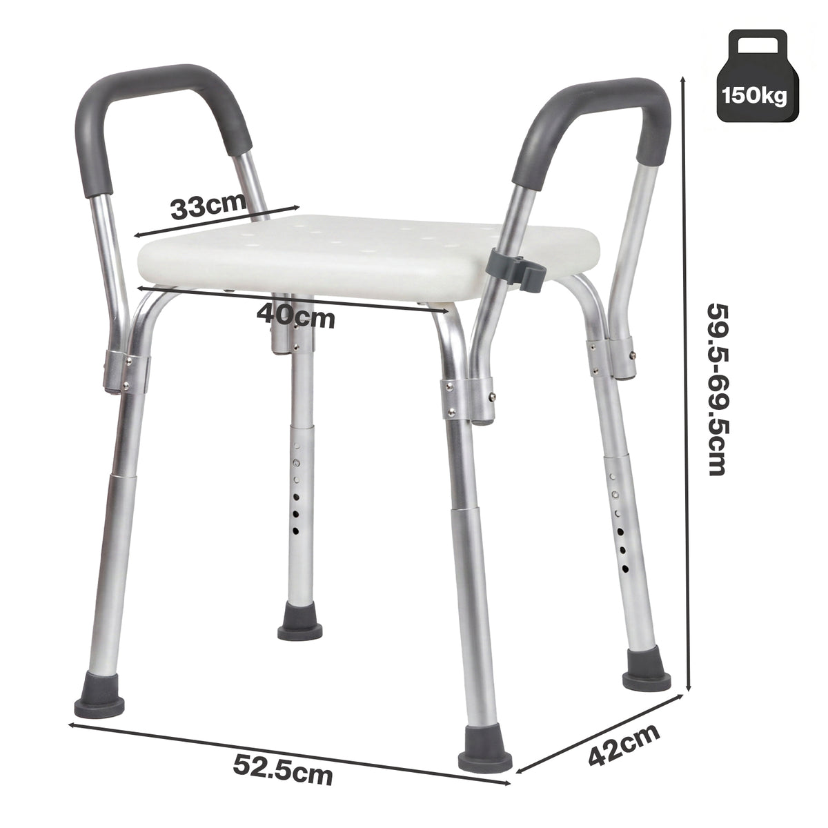 Levede Bathroom Shower Chair Adjustable Bath Stool Seat With Handles Disabled