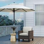 Single Rattan Chair, Garden Armchair W/ Cushions | Brown
