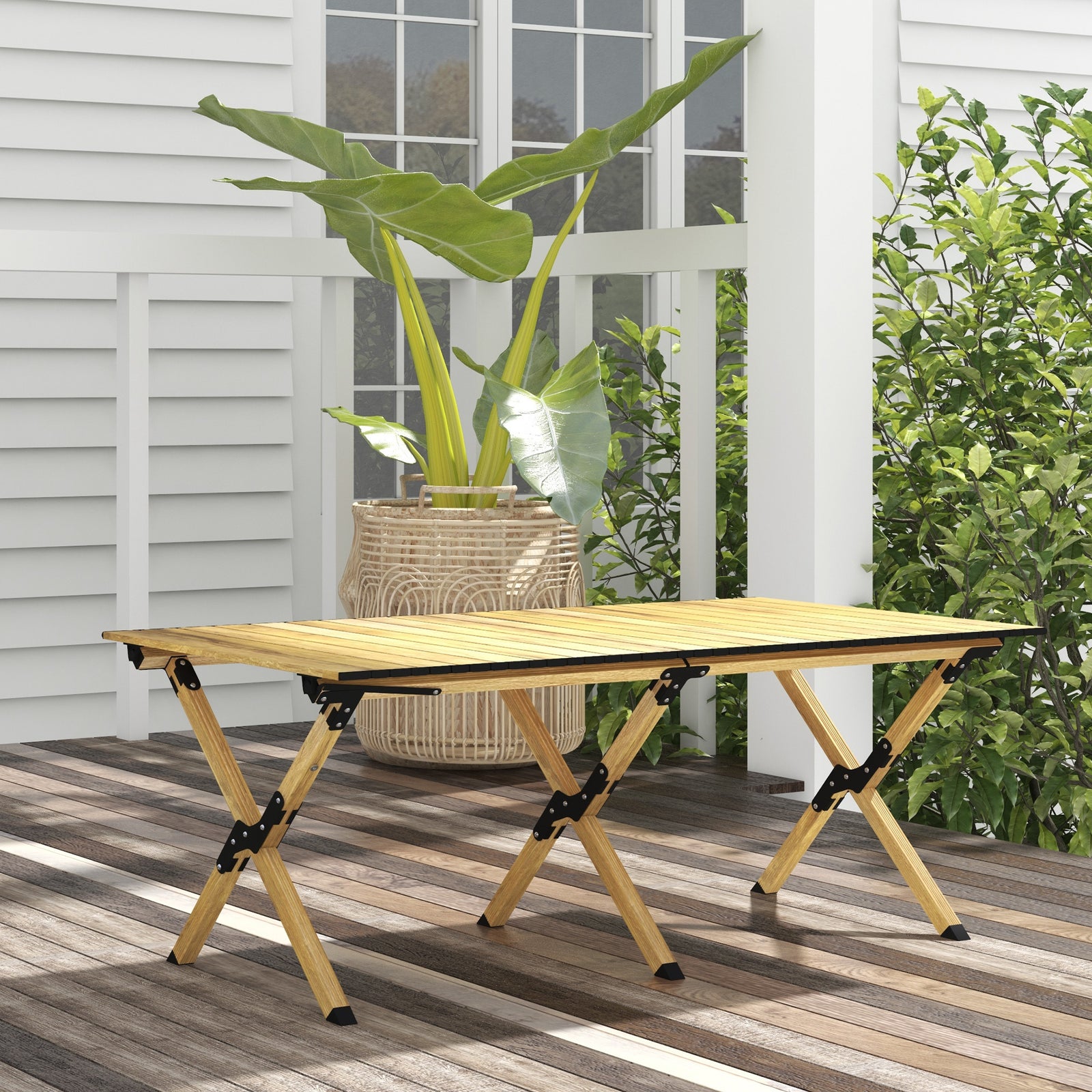 Folding Camping Table Aluminium Picnic Table W/ Roll-up Top