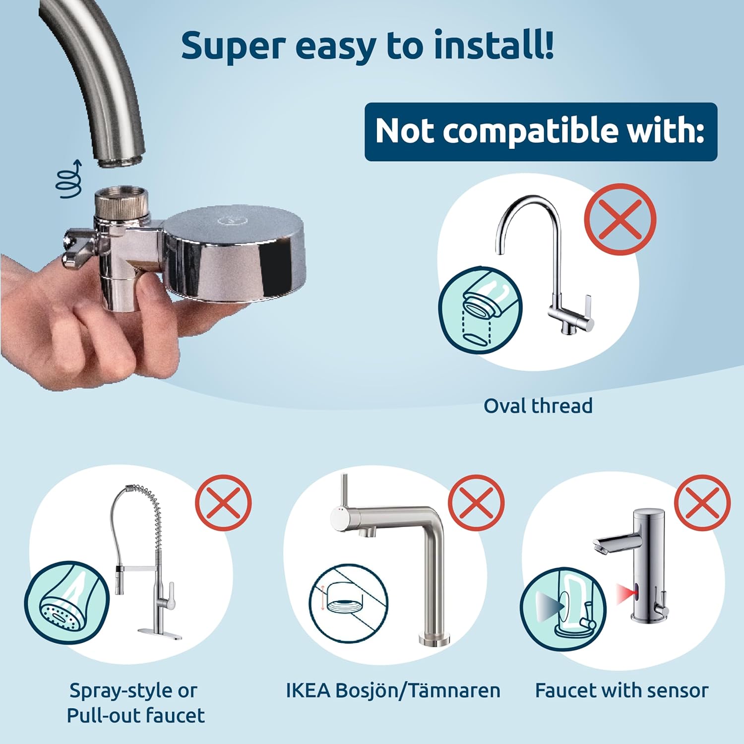 Ecopro Compact Chrome Tap Water Filter Starter Pack