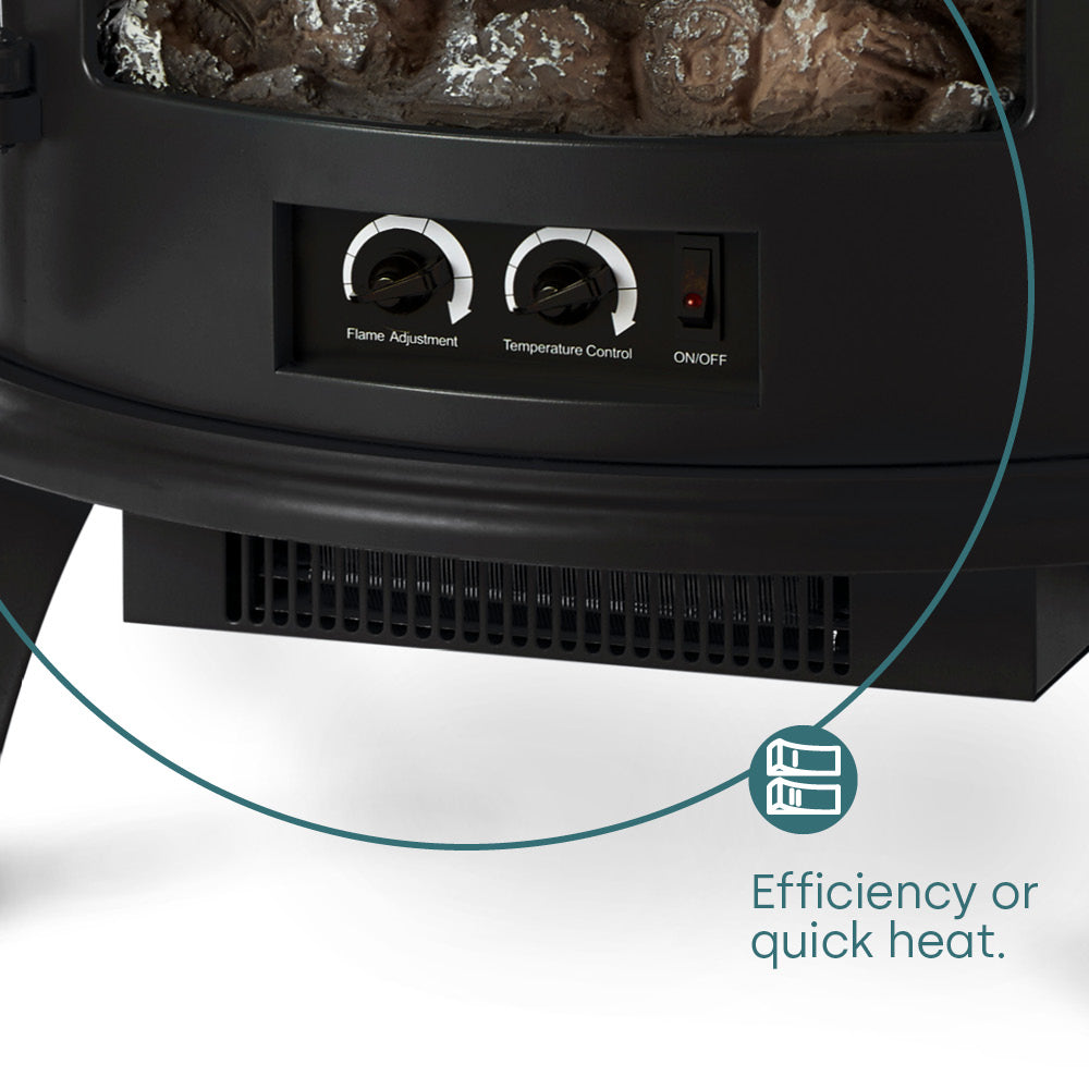 Electric Fireplace Heater Black With Thermostat And Safety Cut Off
