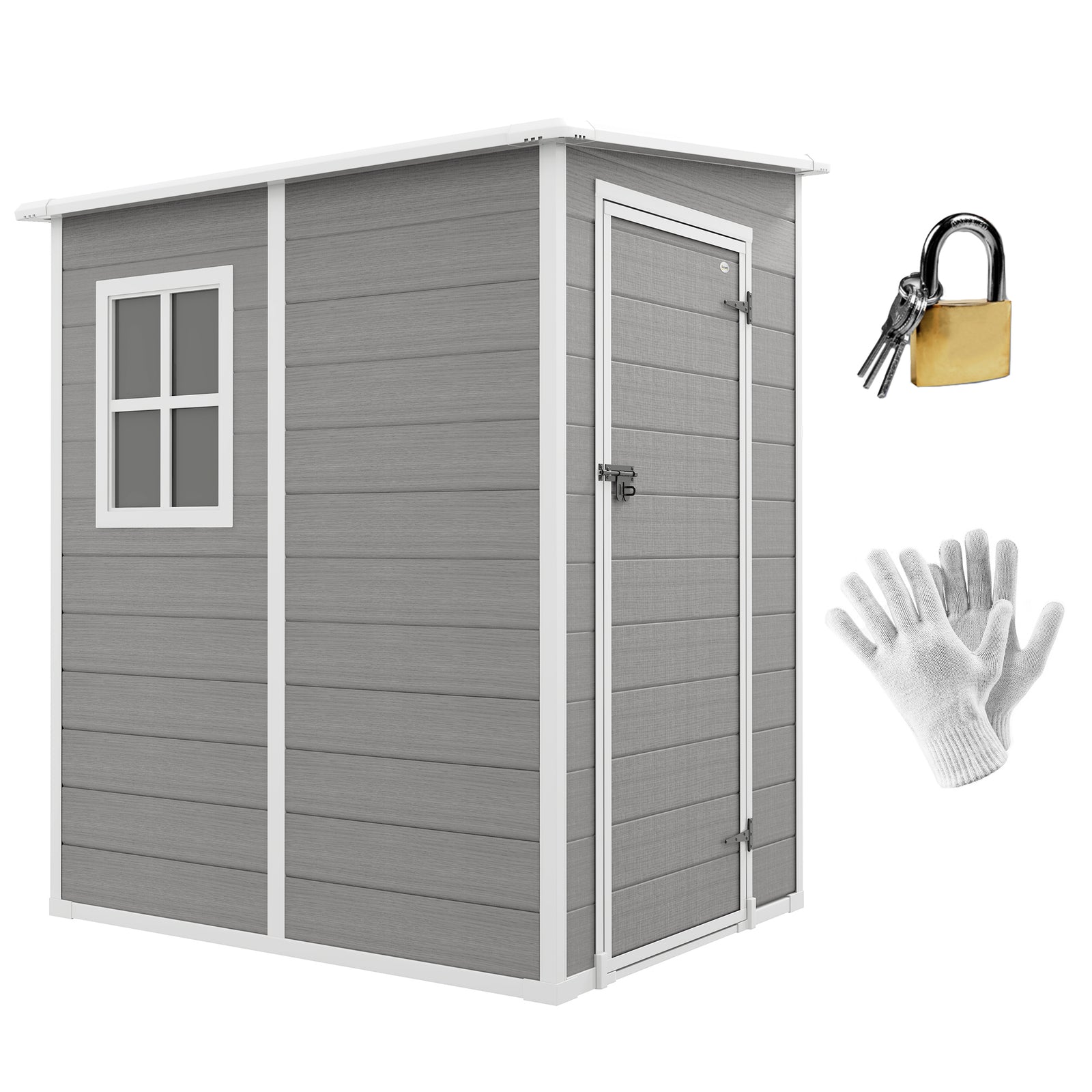 Plastic Garden Shed, Lockable Tool Storage House Lean To