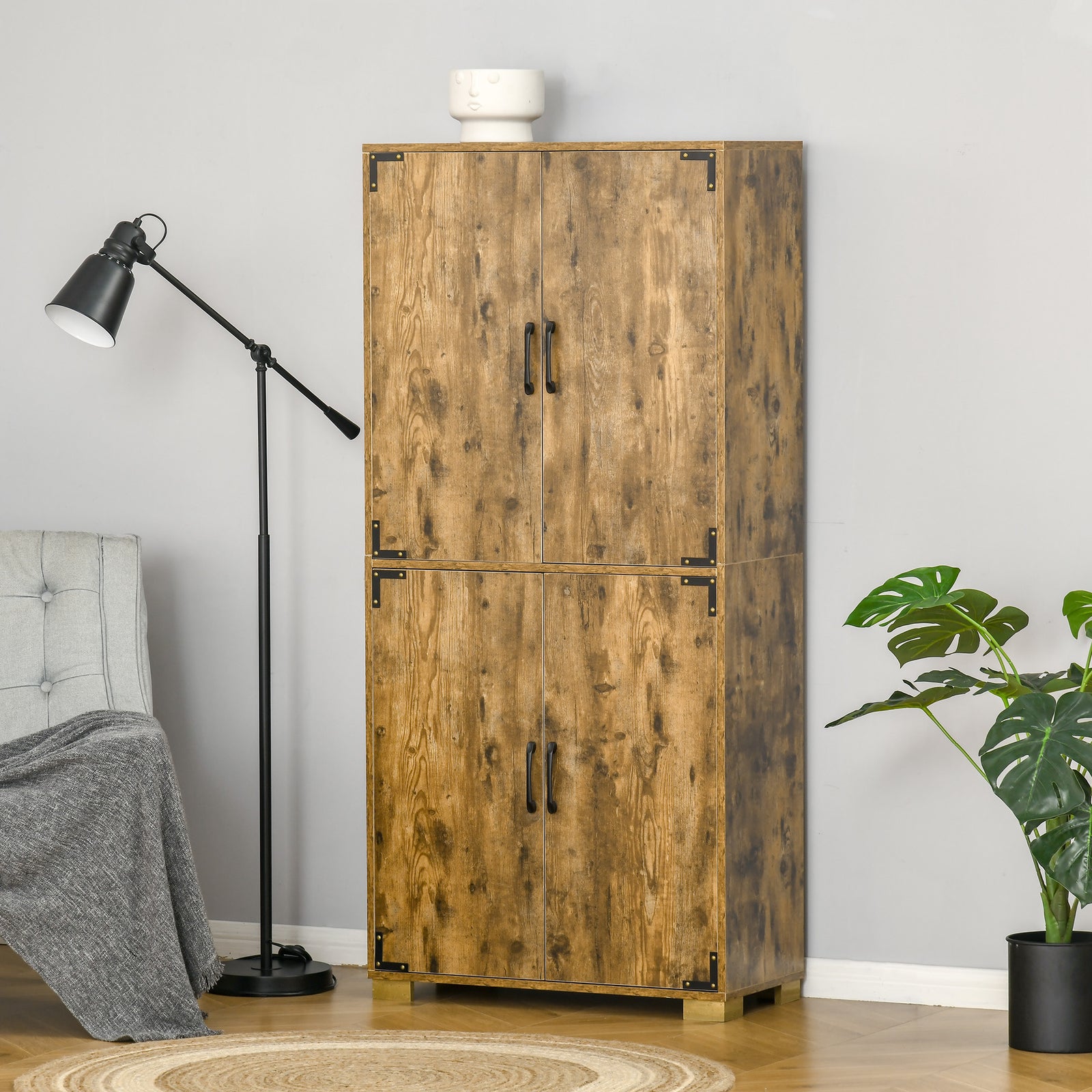 Farmhouse 4-door Cabinet With Storage Shelves Bedroom