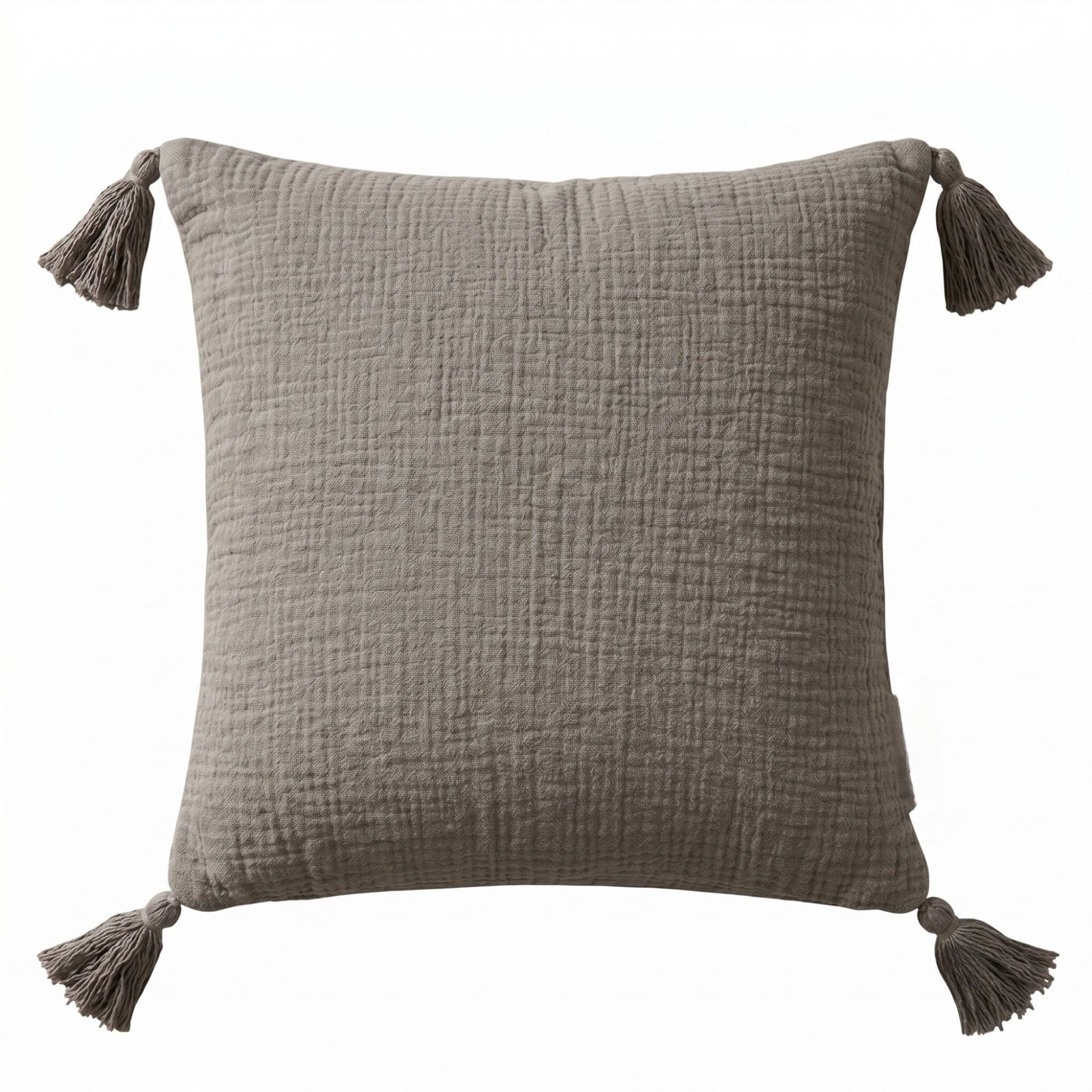 Pure Handmade Cotton Muslin Cushion With Cover | 45cm x 45cm | Grey