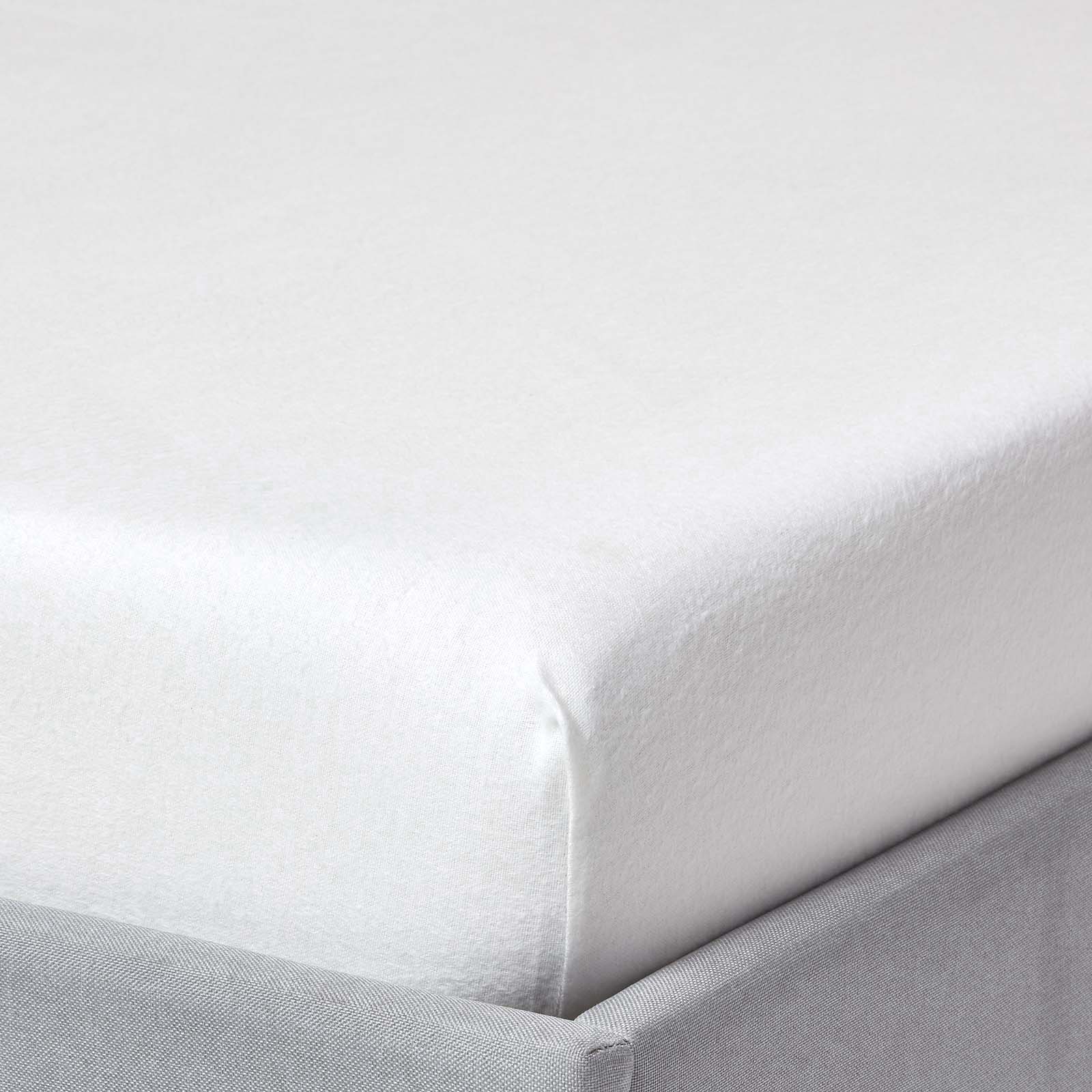 Soft Portuguese Brushed Cotton Deep Fitted Sheet | Single | White