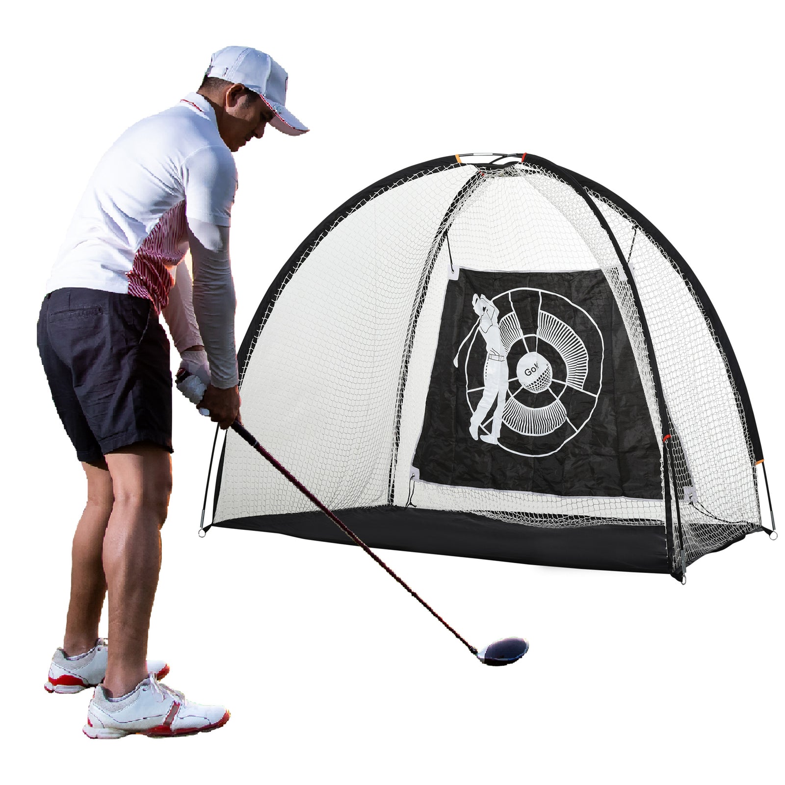 2m Golf Practice Net, Target Cloth, With Bag | Black