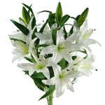 Pack Of 6 X 100cm Artificial Large White Lily Stem 18 Flowers