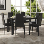 Set Of 6 Modern Faux Leather Armless High Back Dining Chairs | Set of 6 | Black