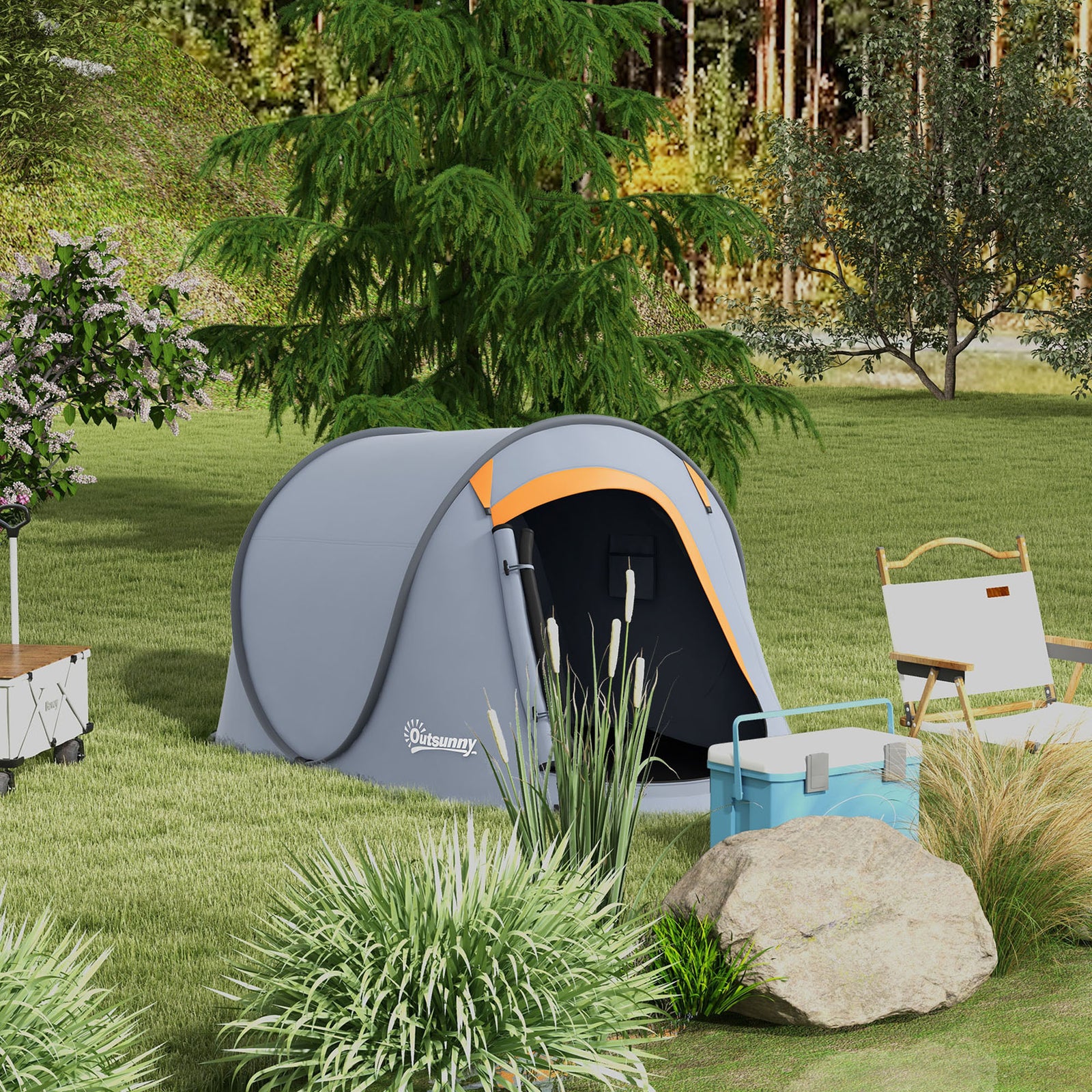 Pop Up 2 Man Tent, 2000mm Waterproof Camping Tent With Bag | Multi Colour