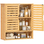 HOMCOM Wall Mounted Bathroom Cabinet With 2 Louvered Doors, Open Shelf