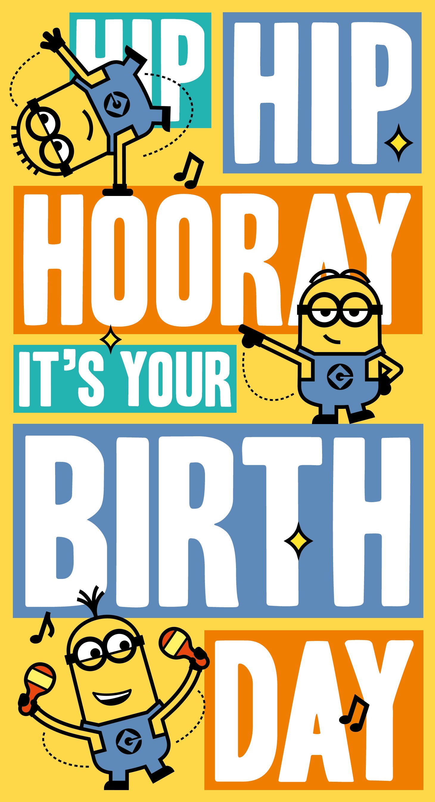 Minions 'hip Hip Hooray' Birthday Card Official Product