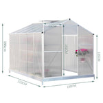 Polycarbonate Greenhouse With Base – Aluminum Frame Walk-in Greenhouse With Sliding Door & 2 Ventilation Window For Plants & Flowers | 10 x 6ft | White