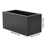Zinc Galvanized Steel Planter Box With Drainage Hole –rectangle Raised Planter Box Outdoor Balcony Garden Trough Pot | Small | Jet Black