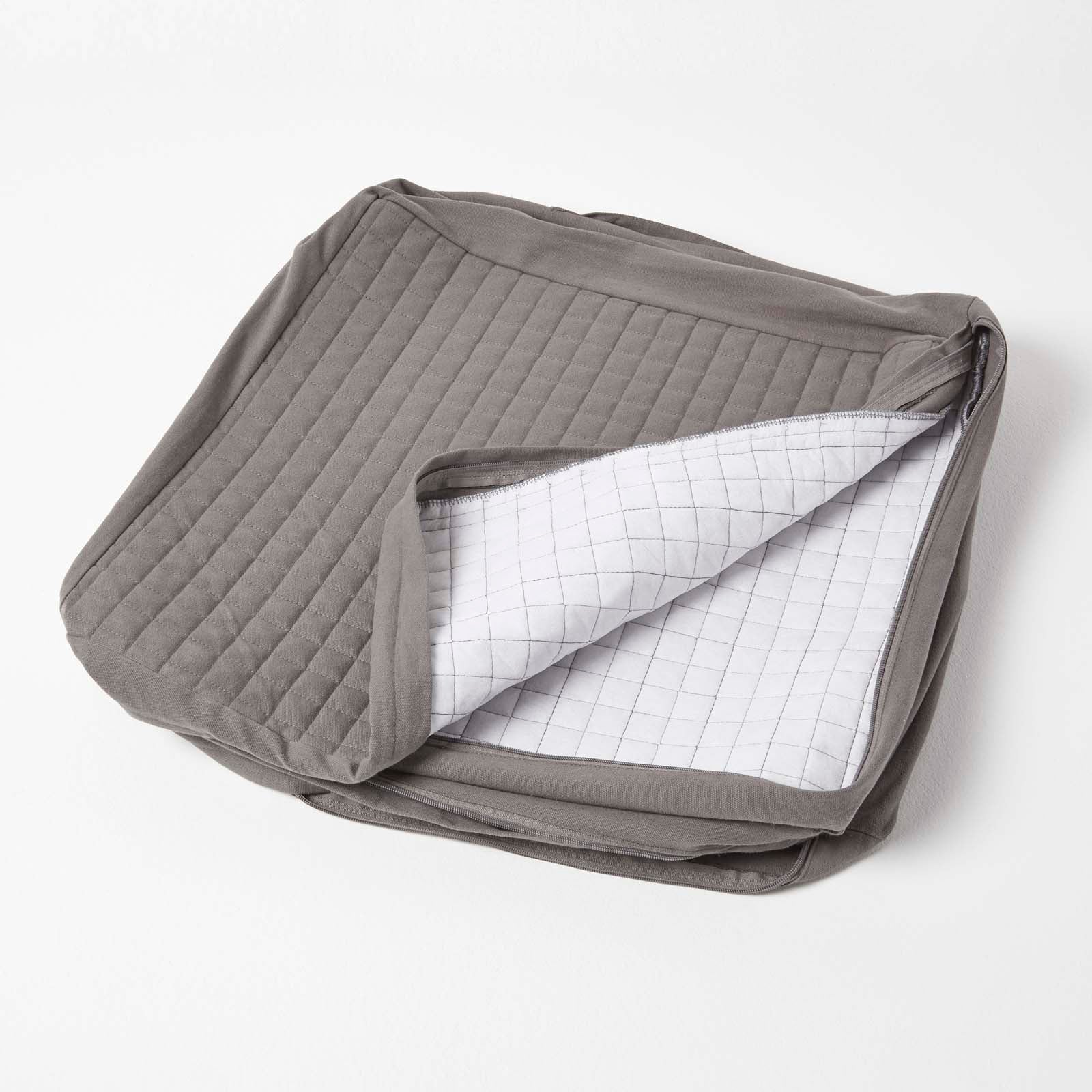 Quilted Cotton 3 Seater Orthopaedic Booster Cushion Cover | 50cm x 150cm | Grey