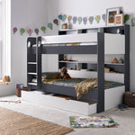 Olly Storage Bunk Bed Without Drawer With Spring Mattresses | Single | Grey