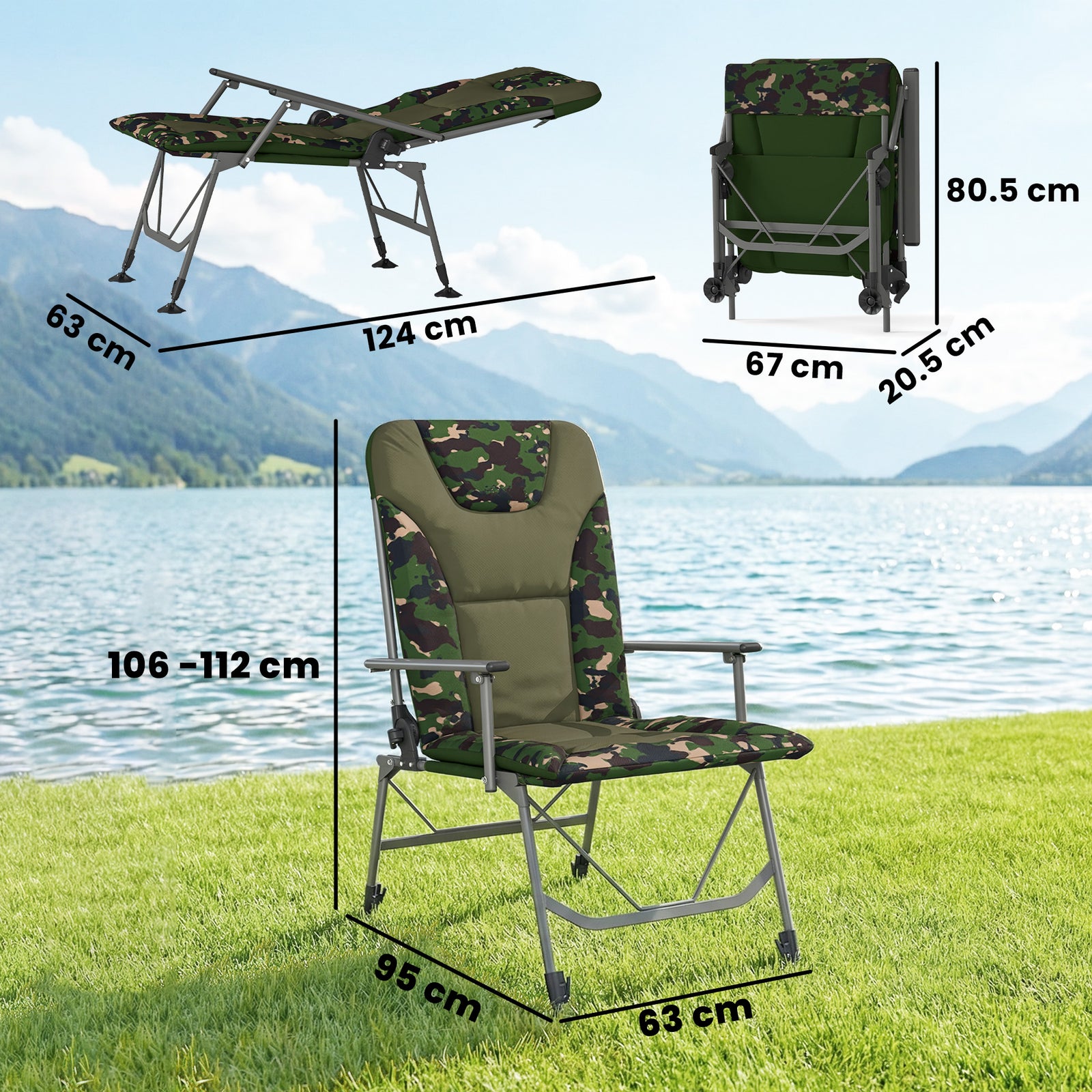 Camping Chair Reclining Padded For Adults | Brown