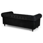 Chesterfield Scroll Arm Velvet Sofa 3 Seater | Black