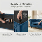 Chesterfield Scroll Arm Velvet Sofa 1 Seater | Navy Blue