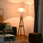 Tripod Floor Lamp Light E27 Base With Fabric Shade Shelf | One Size | Gray