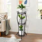 3-tier Black Iron Plant Stand Metal Flower Rack For Indoor & Outdoor Garden Display