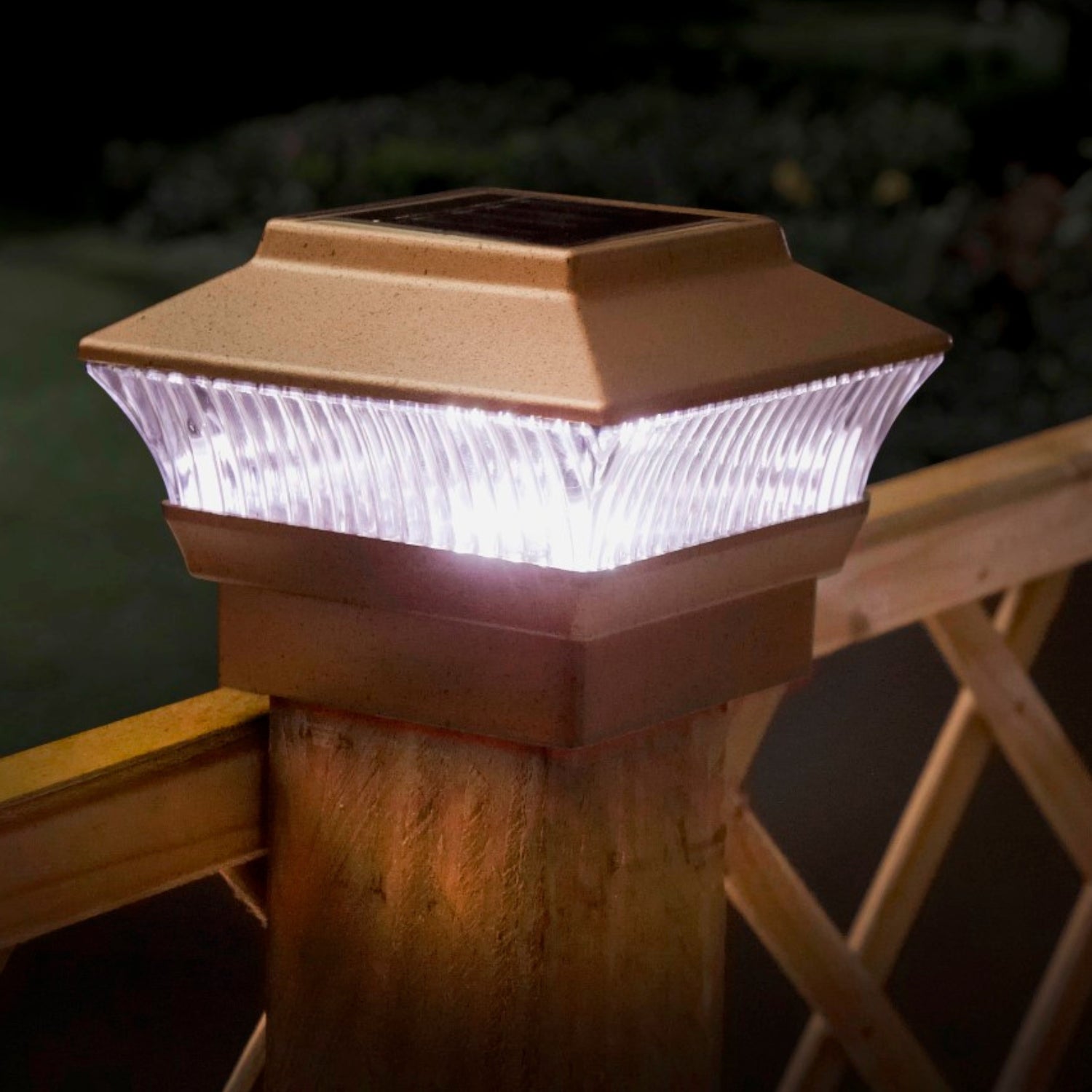 Solar Powered LED Post Lights Fit standard Post Pack Of 2 Bronze