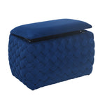 Plumeo Velvet Storage Ottoman | Dark Blue