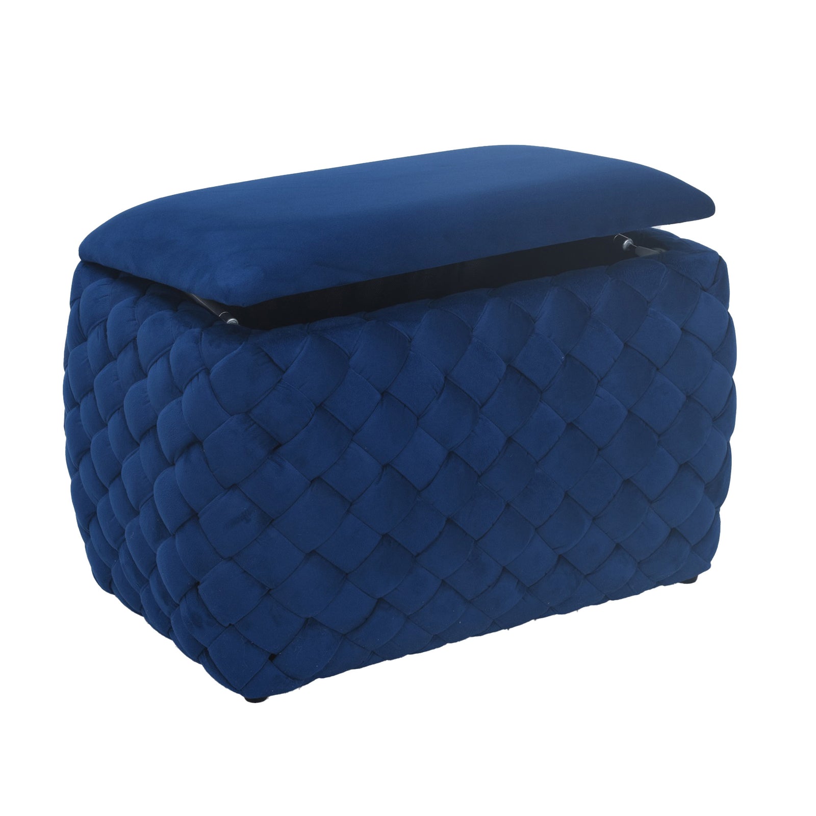 Plumeo Velvet Storage Ottoman | Dark Blue