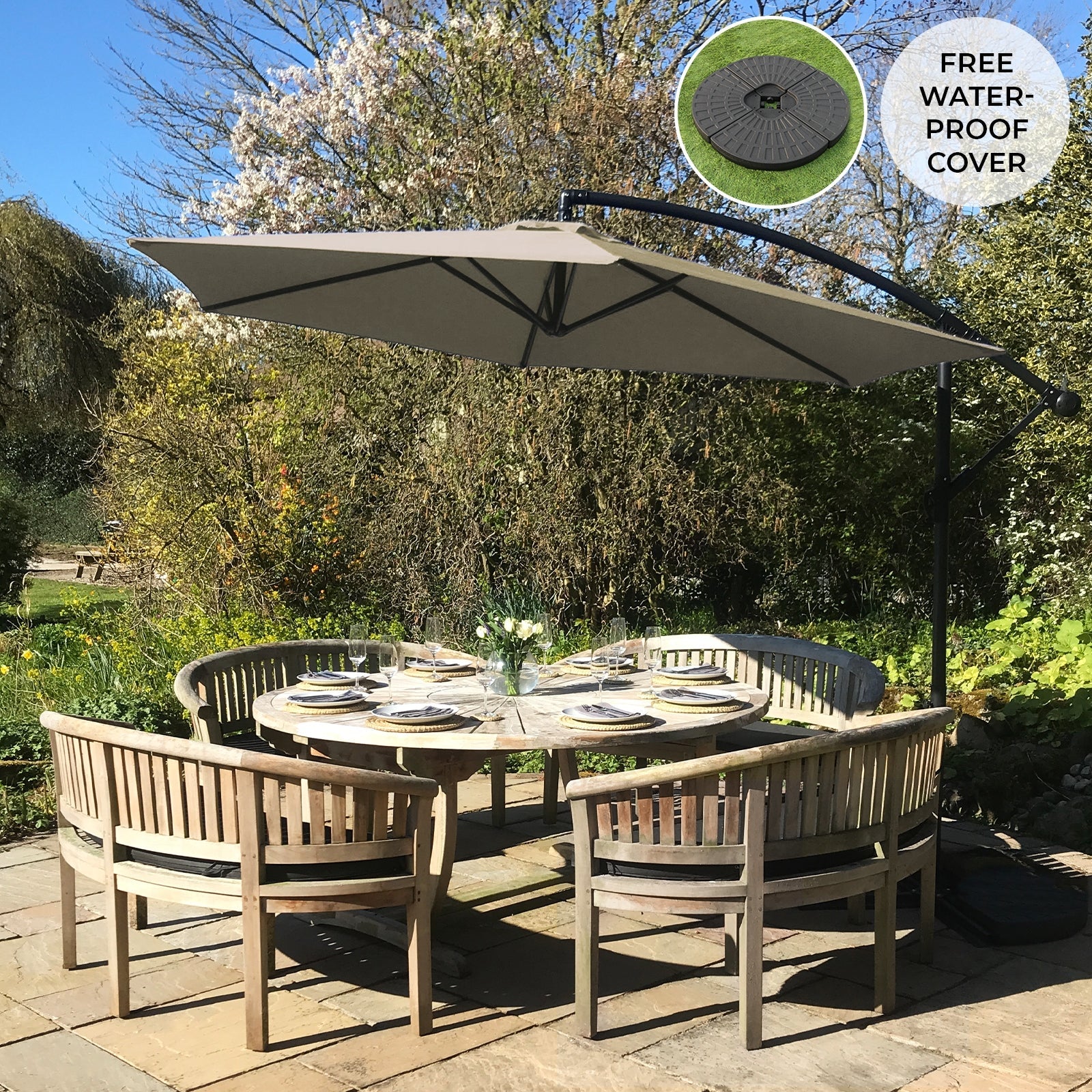 Cantilever Parasol & Fan Base | Dark Beige