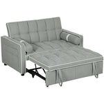 2 Seater Pull Out Sofa Bed With Adjustable Backrest, Light Grey | One Size